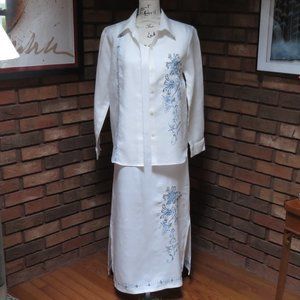 Gorgeous Beaded Maxi Dress w/ Matching Jacket - S